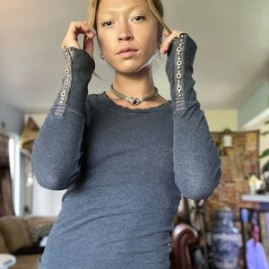 Free People long sleeve with silver embellishments on sleeves
